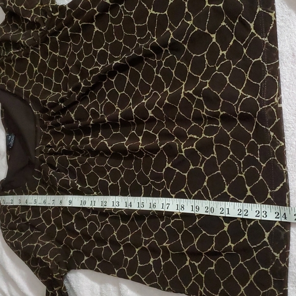 RAFAELLA Women's Brown/Cream Print Blouse-Scoop Neck-Sheer 3/4 Sleeves-EUC-Sz M - Picture 12 of 12